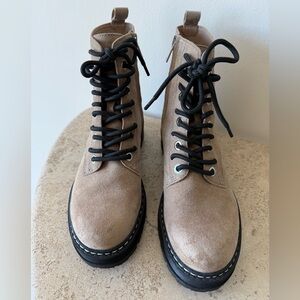 Marc Fisher Beige Ankle Boots with Black Laces